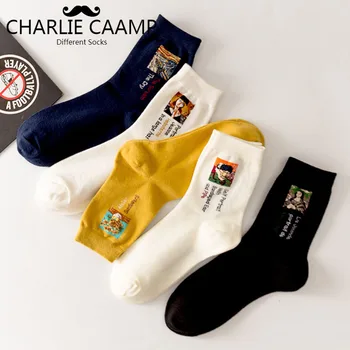 

5Pieces/lot Women Cotton Socks New All Seasons Popular Printing Famous Series Ladies High Quality Fashion Casual Socks R111