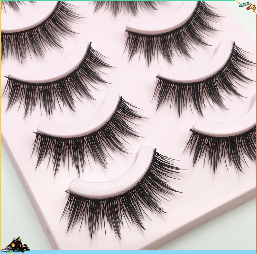 

GF28 fine five pairs of fake eyelashes hot eyelash sharpening process of natural cross short paragraph eyelashes