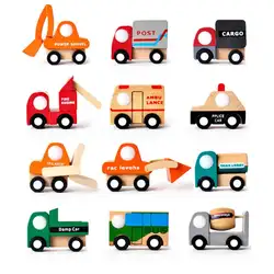 Детская мини-игрушка с мультипликационным рисунком, креативная деревянная модель автомобиля развивающие игры для детей, рождественский