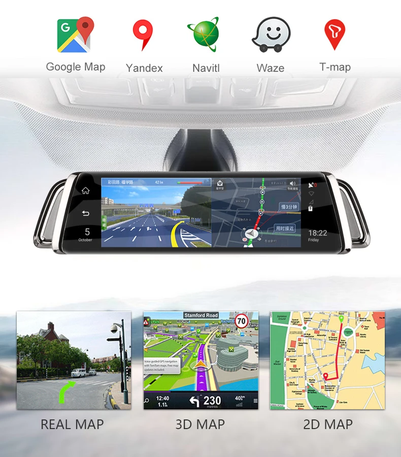 4G Android ADAS Автомобильный видеорегистратор Потоковое мультимедиа зеркало заднего