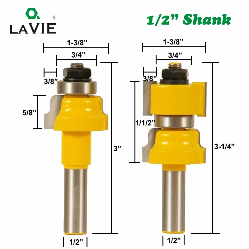 LAVIE 2 шт. 12 мм 1/2 дюйма хвостовик окна створки фрезы Набор стекло двери шипы фрезы деревообрабатывающий станок для дерева MC03151