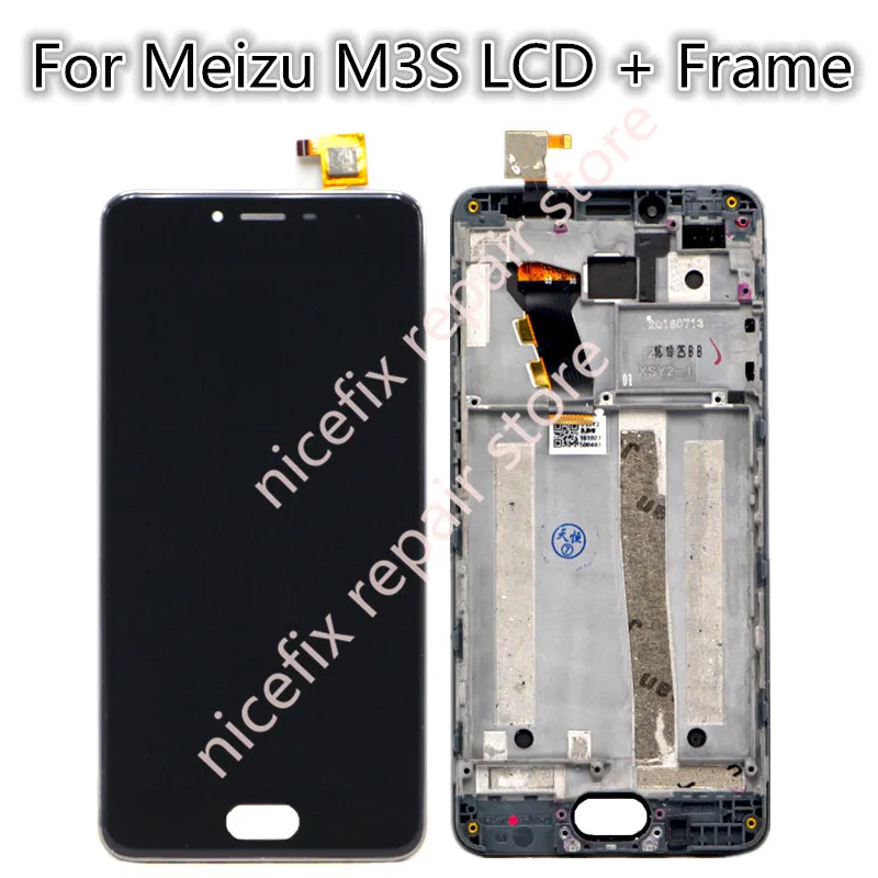 

High Quality New Touch Screen Digitizer + LCD Display Replacement For Meizu M3S mini 3S Cellphone 5.0inch Black White With Frame