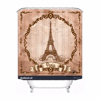 

CustomBigstock Paris Tower Waterproof Shower Curtain Home Bath Bathroom s Hooks Polyester Fabric Multi Sizes180509-65