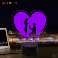 FULLOSUN 3D Illusion Table Lamp I Love You LED Night Light 7 Color LED Propose Lamp Valentine's Day Friends Wedding Gift Decor wedding decor i love you heart 3d optical illusion mood light 7 colors change luminaria lava lamp kids night light novelty gifts