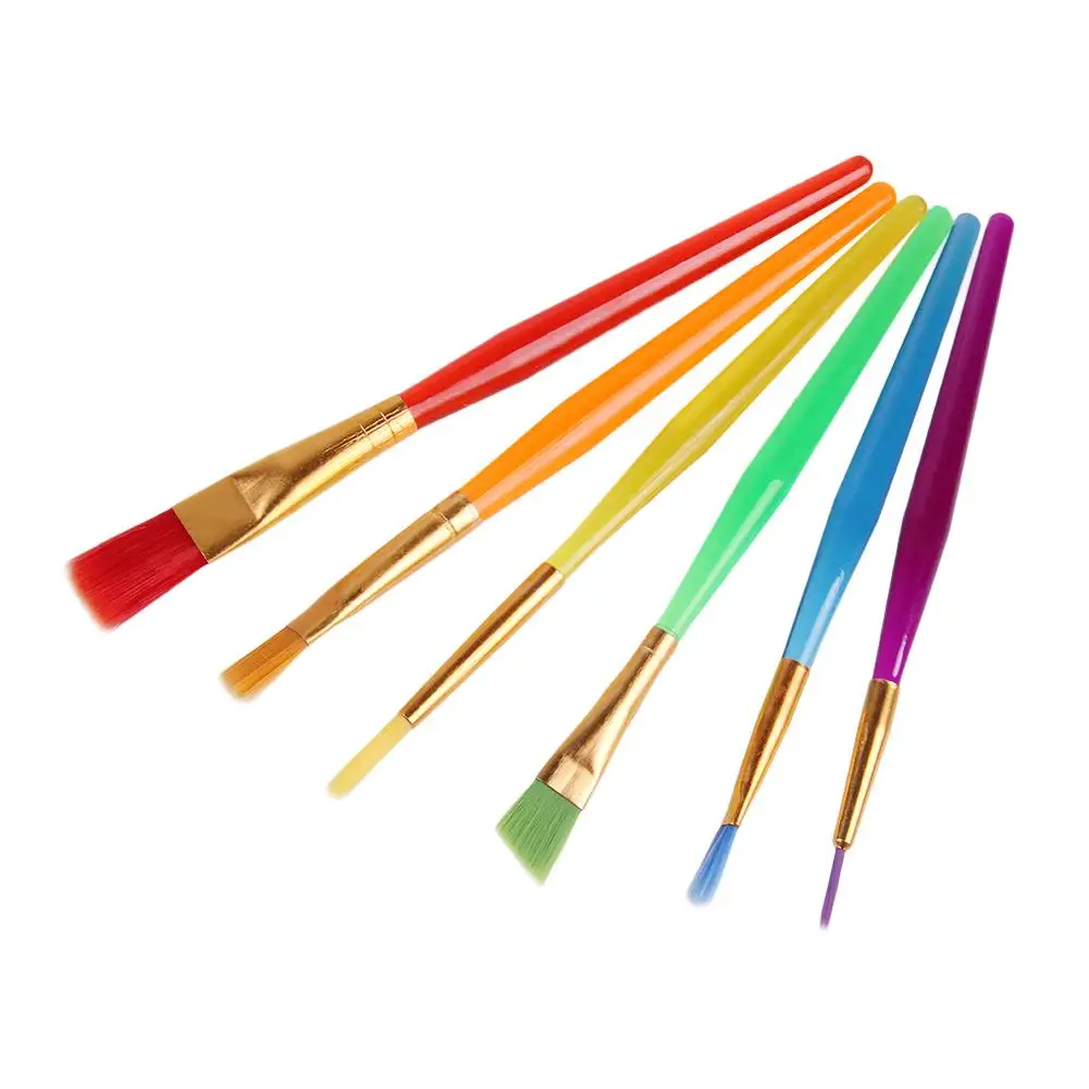  6 PCS/lot Washable Child Kids Handle Paint Brush Set for Children kindergarten Colorful Drawing Toy - 32904888738