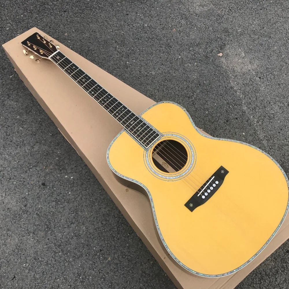

2019 New OM style acoustic guitar, Real Abalone binding,Guitarra acustica,Custom Solid wood Guitars
