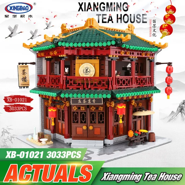 

new Chinese Building Series The Toon Tea House Set Building Blocks Bricks Kids Toys Model Birthday Gifts