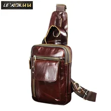 Кожаный мужской повседневный модный дорожный треугольный нагрудный Слинг Сумка кофе дизайн " таблетки один плечевой ремень сумка мужская B574c