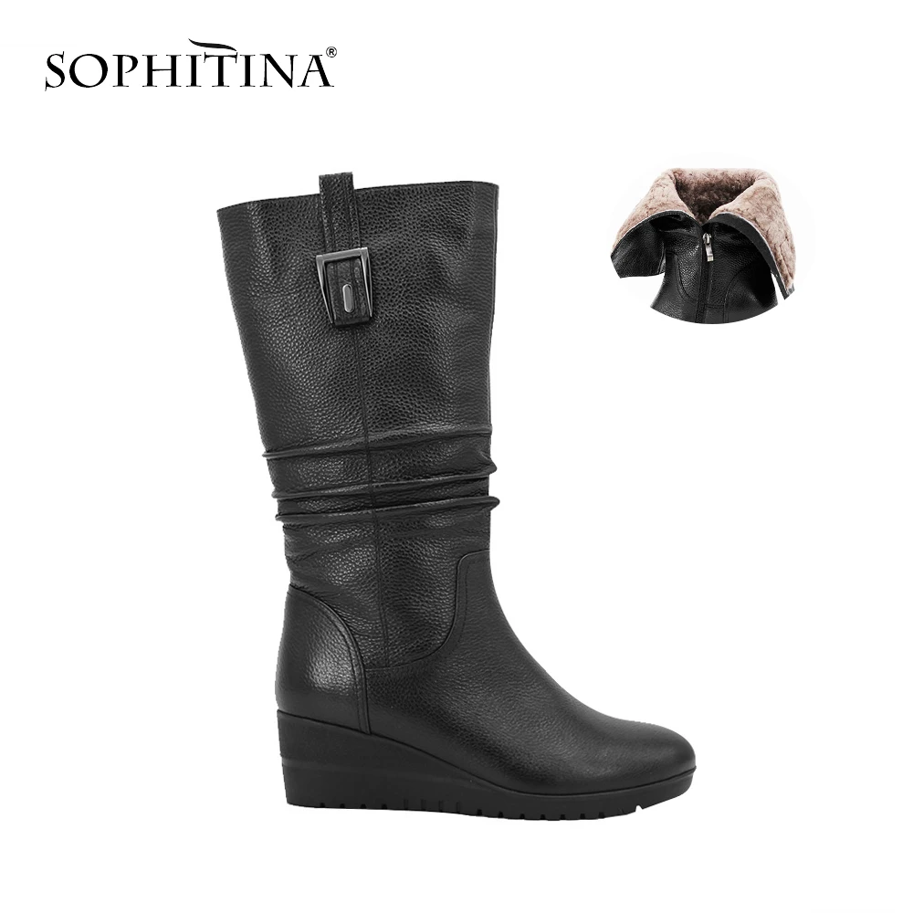 SOPHITINA/Комфортные женские сапоги из натуральной кожи на полном натуральном мехе.