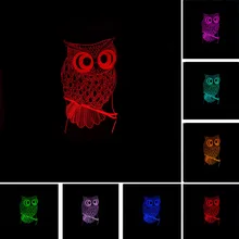 3D Owl LED Desk Table Lamp Night Light 7 Color Change Touch Art Home Child Bedroom Sleeping Decor Fashion Holiday Party Gifts