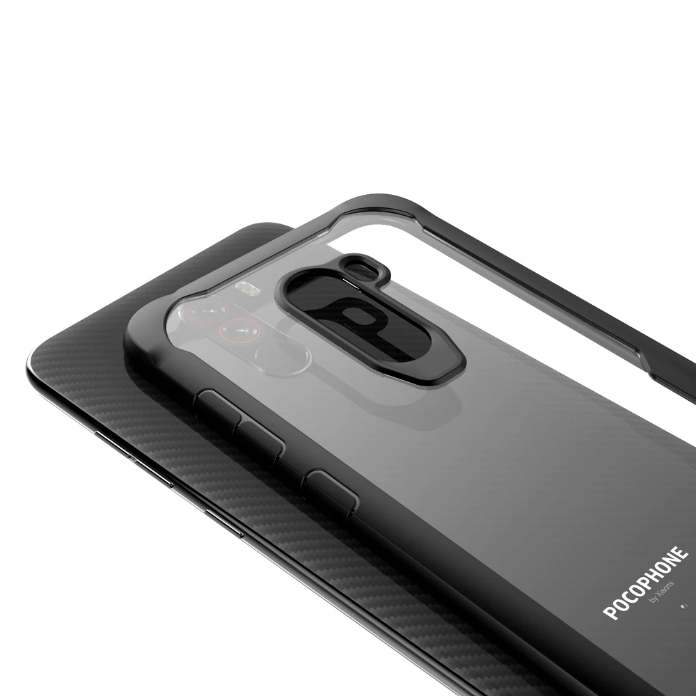 Для Xiaomi Pocophone F1 Мягкий ТПУ+ Жесткий PC чехол-накладка для Pocophone F1 силиконовый защитный чехол для POCO F1 прозрачный чехол