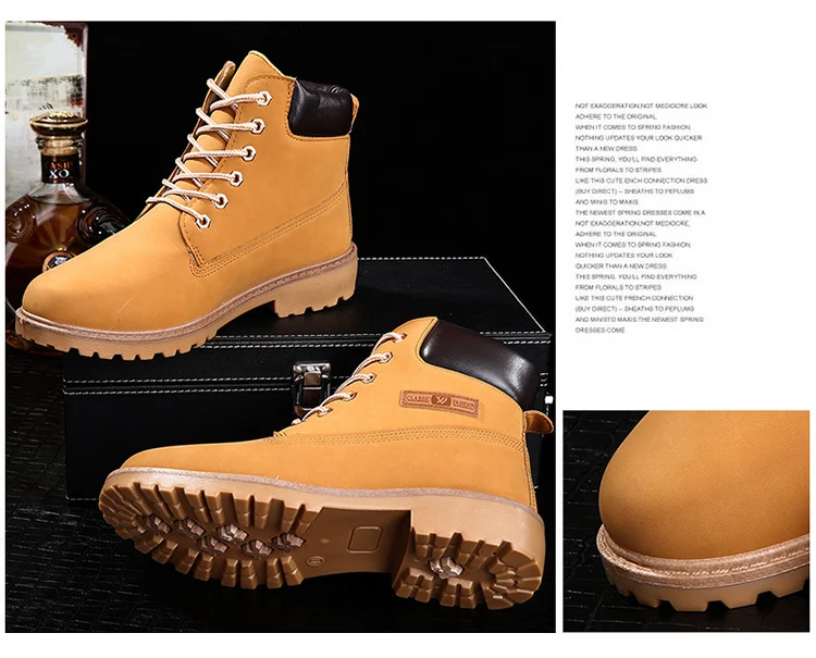 QWEDF Мужские ботинки Ботинки на деревянной подошве Мужская зимняя обувь Высокое качество non-slip Замшевые ботильоны размера плюс, 45, 46, DP-86