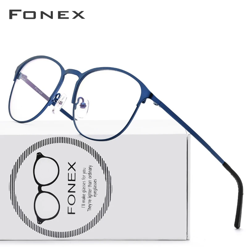

FONEX Alloy Glasses Frame Men Brand Designer Prescription Eyeglasses Full Optical Frames Eyewear 10012