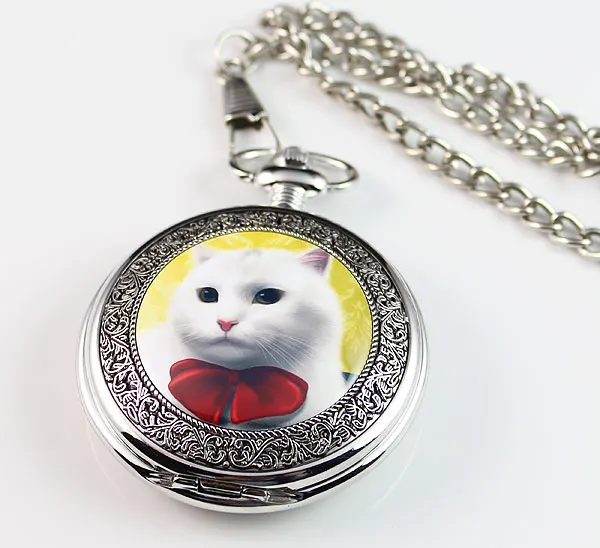 

Hot Sell Lovely Cat Artistic Pendant Pocket Quartz Animal Watch NEW Fashion free shipping