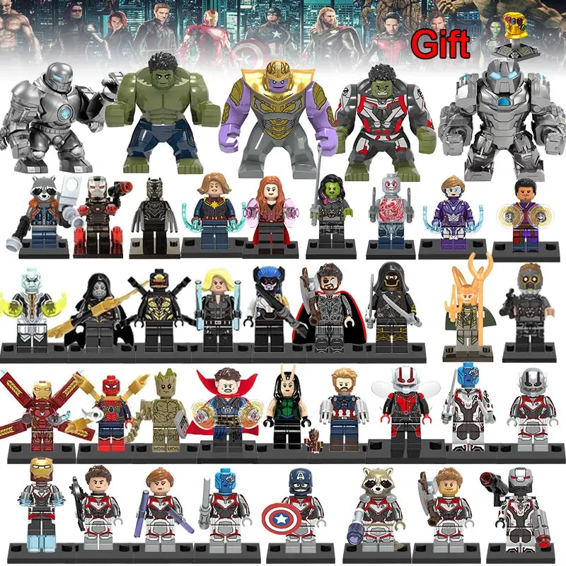 

40Pcs/lot Super Heroes Building Blocks lEGOED Marvel Avengers 4 Minifigured Machine figures Iron Man Thanos Endgame Toys