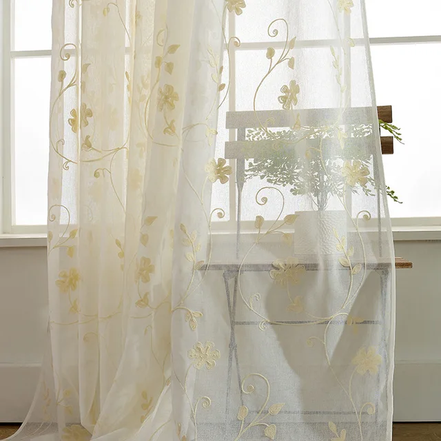Europese 3 kleuren Geborduurde Voile Gordijnen Slaapkamer Vitrage ... Europese 3 kleuren Geborduurde Voile Gordijnen Slaapkamer Vitrage ...