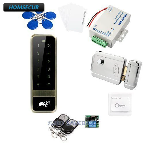 

HOMSECUR Waterproof Metal Case Access Control RFID Reader System+Electric Control Lock