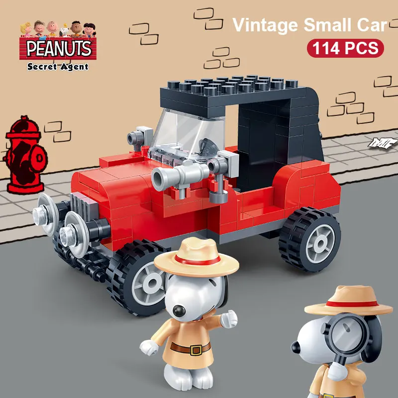 BanBao 7527 Горячая IP Snoopy арахис винтажный маленький автомобиль пластиковые