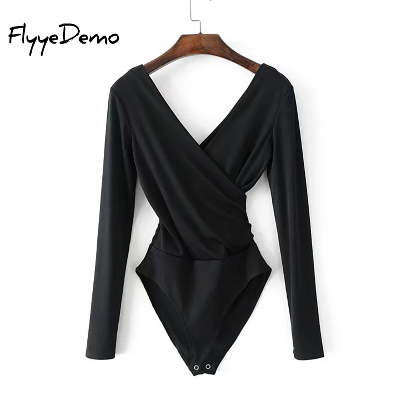 Flyyedemo Sexy V Средства ухода за кожей шеи назад выдалбливают Вязание боди Для женщин