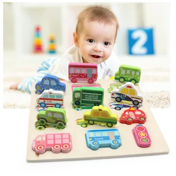 

Baby Hand Grasping Transportation Shape Wooden Puzzles Game Montessori Educational Toys For Children 3D Wooden Puzzle Games