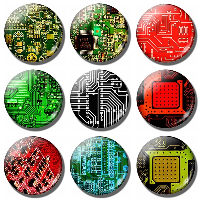Flash Sale Computer Circuit Board 30 MM Fridge Magnet Hardware Geek Gift Glass Dome Magnetic Refrigerator Stickers Note Holder Home Decor