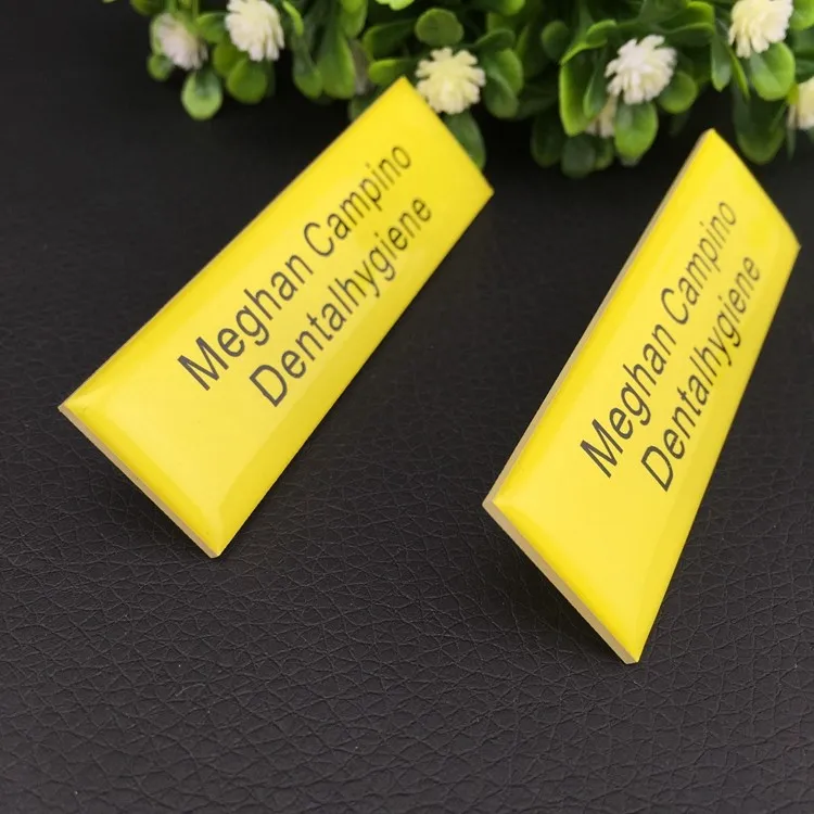 10pcs custom plastic name tag with safety pin employee staff personalized reusable badge holder with epoxy face plate 72cm (2)