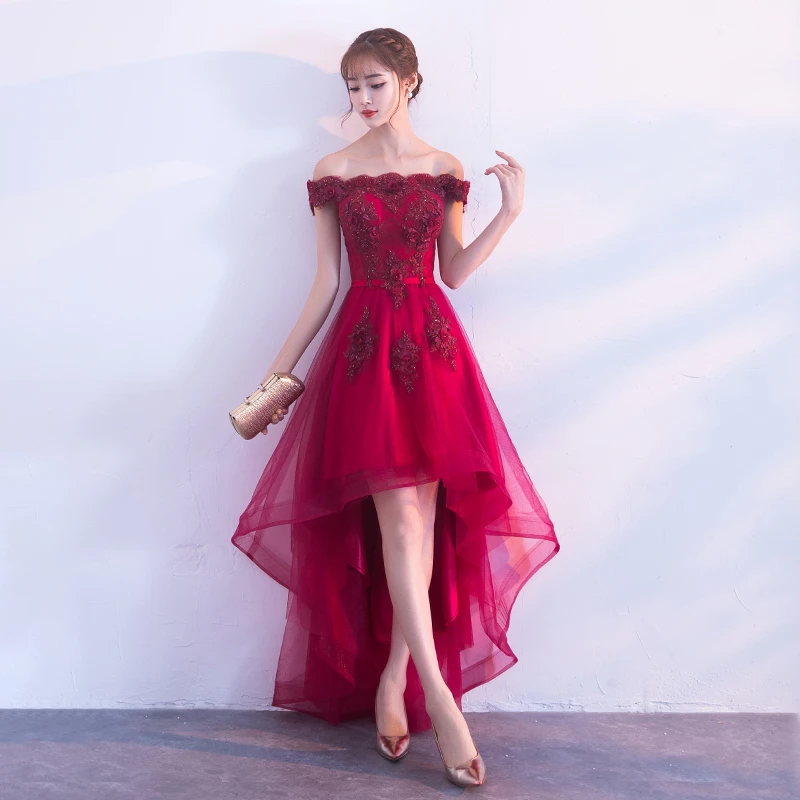 Off shoulder dress short front long back Outlet