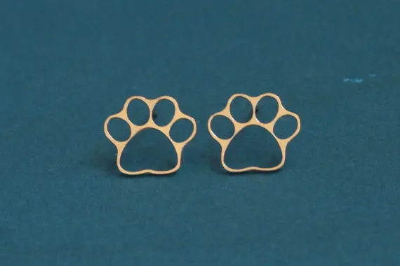 Boucles D Oreilles Patte En Or Bijoux Chat Bijoux Chien Boucles D Oreilles Pour Enfants Boutons Imprimes Patte Bijoux Imprime Patte 12 Paires Lot Aliexpress