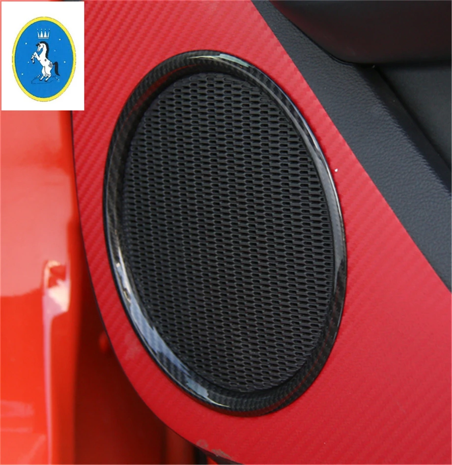 

Carbon Fiber Style ! ABS For Ford Mustang 2015 2016 2017 High Quality Car Door Stereo Loudspeaker Sound Speaker Ring Cover Trim