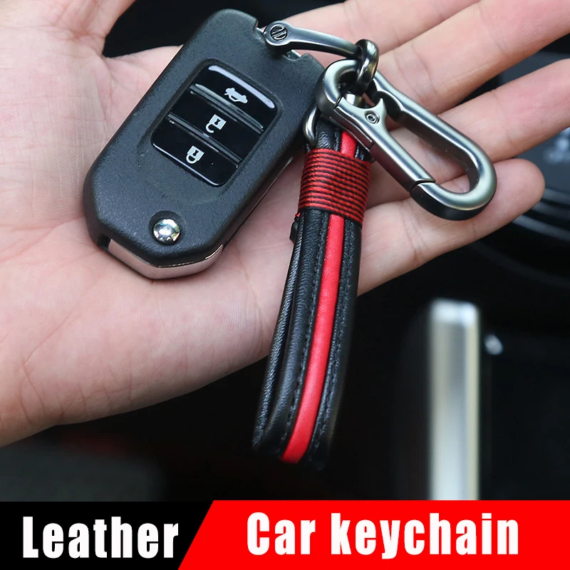 

New Leather+Metal Car-Styling Keychain Car And Home Key Ring Holder Housekeeper For Nissan Bmw Honda Skoda VW KIA Hyundai Toyota