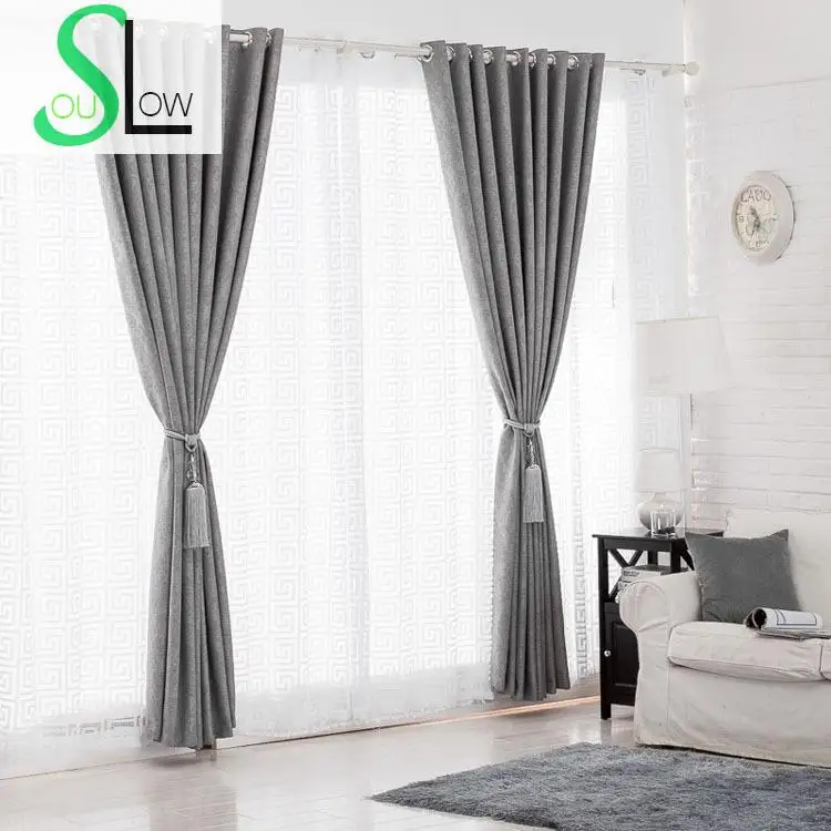 Серые тканевые белые тюлевые плотные льняные занавески с тиснением