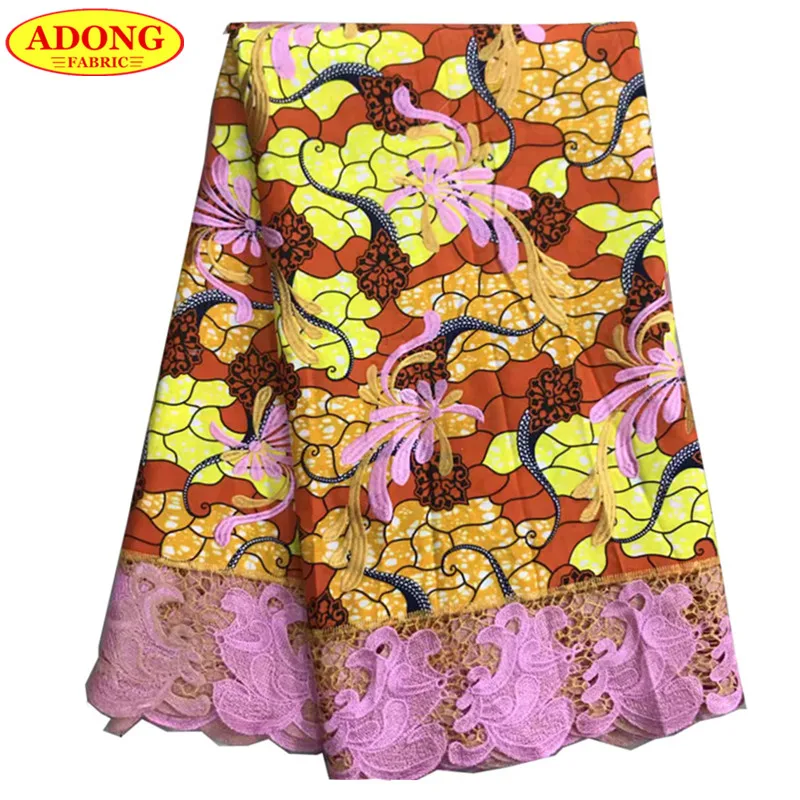 

Newest Design 6 Yards/pcs African Wax Print Lace Fabric Guipure Lace High Quality 2019 African Cord Lace For Sewing Party Dress