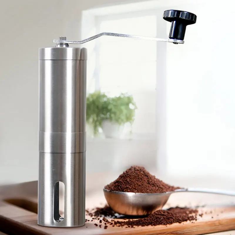 

Stainless Steel Fashion Hand Manual Coffee Grinder Conical Burr Mill for Precision Brewing Brushed