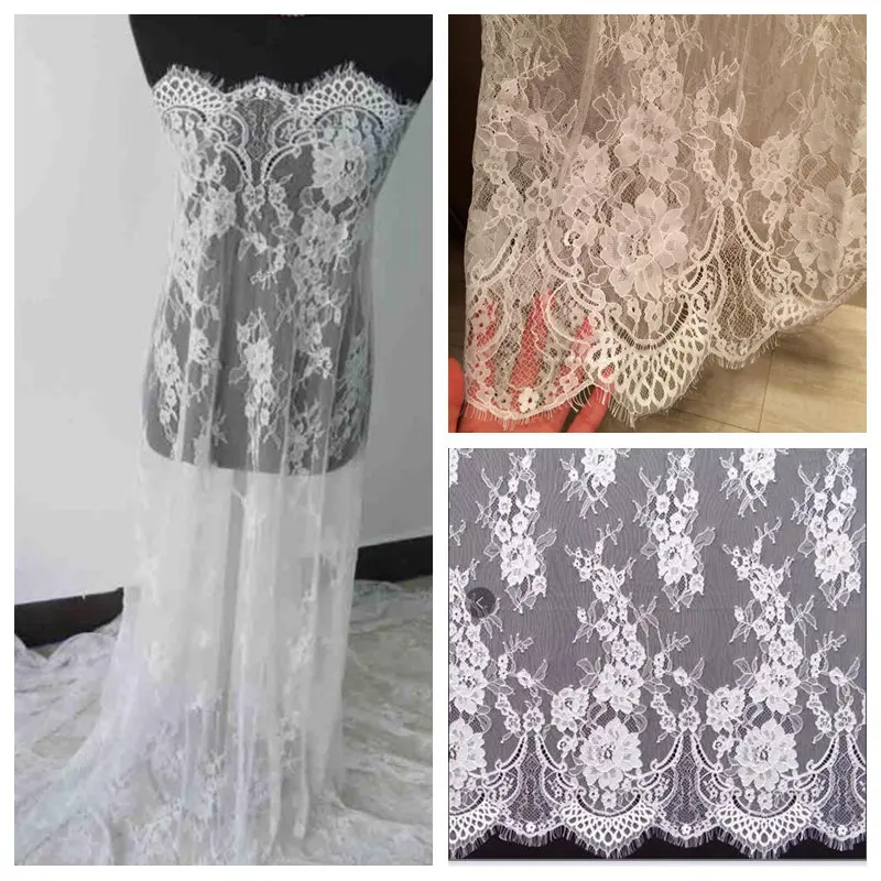 LASUI 1.5m*3m=1piece beautiful white/black hollow thin eyelash lace fabric French for diy Weeding Dress Accessories C0205 | Дом и сад