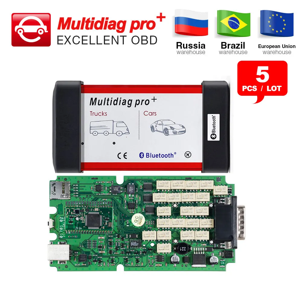 

5pcs Multidiag pro CDP TCS pro plus single green PCB board 2015.R3 keygen OBD2 code reader car truck OBDII diagnostic tool