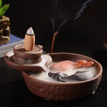

Creative Ceramic Backflow Incense Burner Holder Censer Living Tea Room Sticks Smell Burner Buddhist Assuaging and Calming LZK013