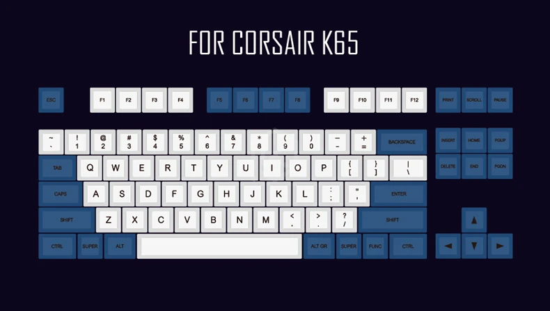 Dsa белый синий краситель Sub Keycap набор PBT пластик для клавиатуры gh60 xd60 xd84 cospad tada68 rs96 zz96 87 104 660 - Цвет: Dye Sub ForCosairK65