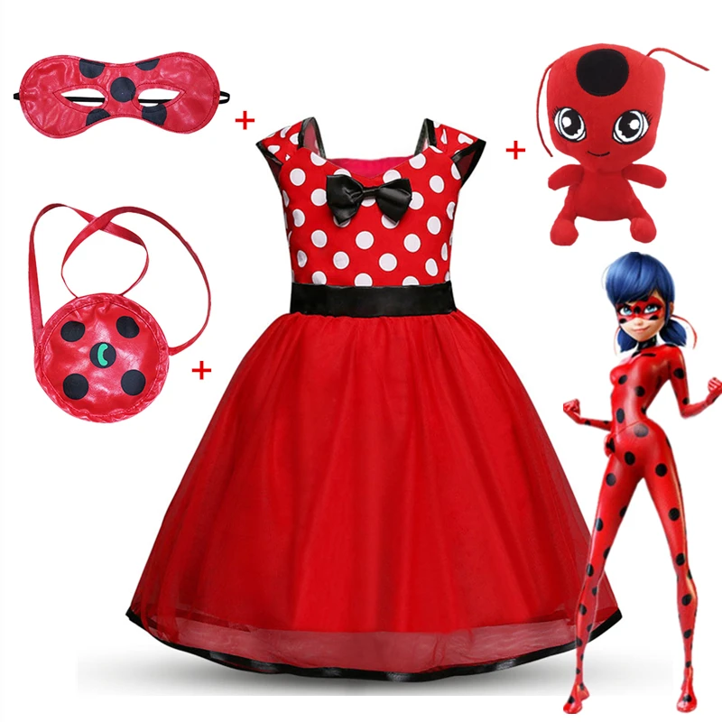 

2018 hot sale Moana Ladybug Girls Dress Summer Brand Girls Clothes Lace Dot Design Baby Girls Dresses Lady bug Party Dress