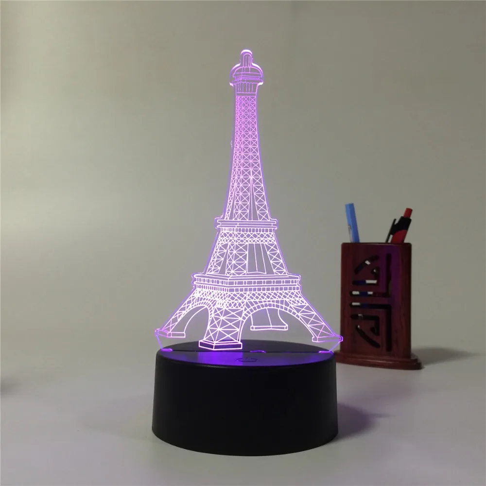 

USB Novelty 7 Colors 3D USB Tower Decor LED Light Touch Induction Control Night Light Desk Table Lamp Home Decoration