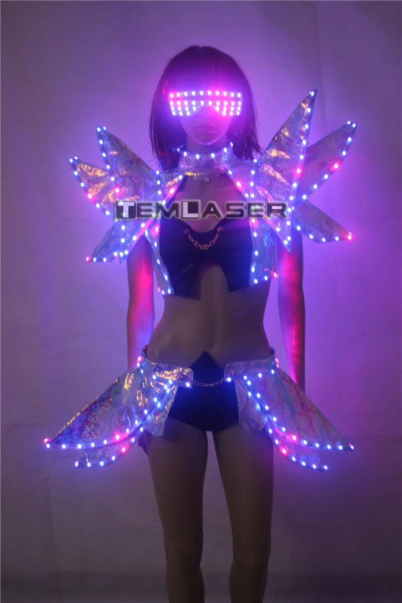 Полный цвет светодиодные костюмы цветной светильник RGB Женская юбка DJ Бар носит