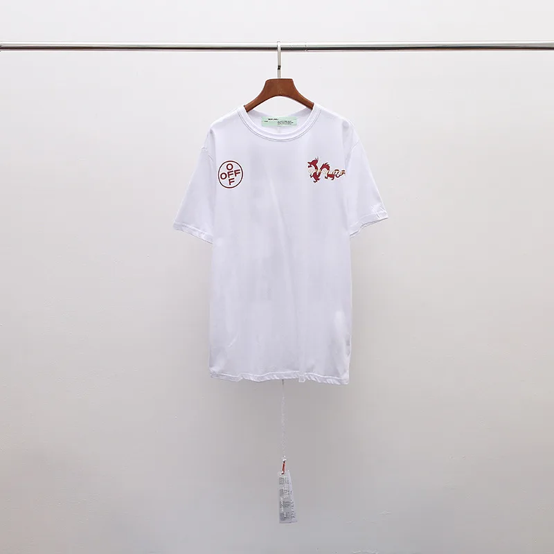 19SS OFF-WHITE новая ow мужская пара с коротким рукавом футболка Летняя свободная футболка хлопок