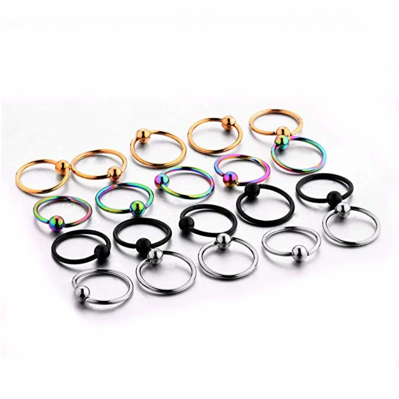 

16G Ear Septum Piercing Nose Ring Ball BCR Piercings CBR Helix Tragus Labret Rings Stainless Steel Piercings Jewelry