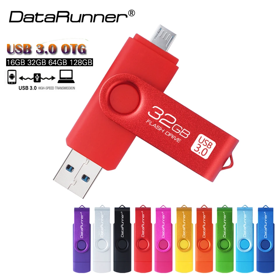 

DataRunner OTG USB Flash Drive USB 3.0 External Storage Pen Drive High Speed Pendrive 16GB 32GB 64GB USB Stick Flash Drive