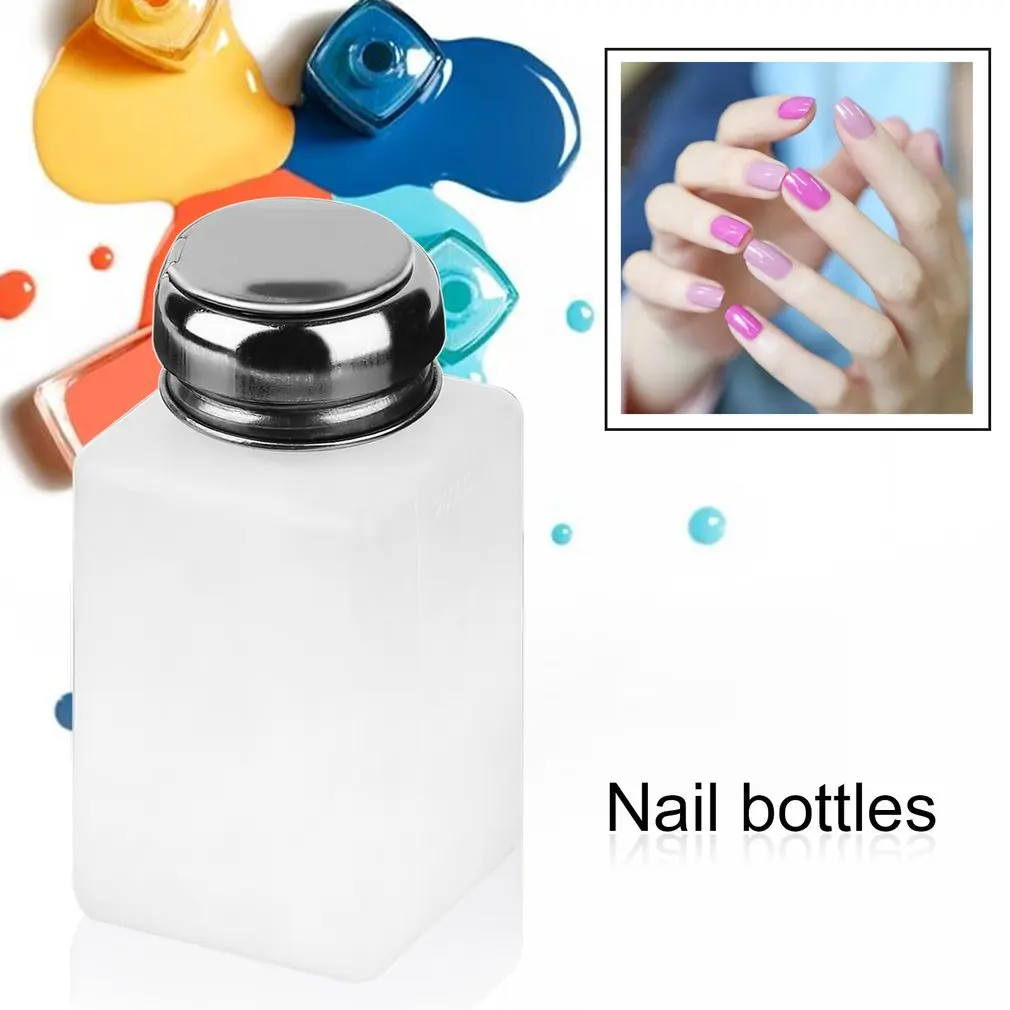 200ML Liquid Alcohol Press Nail Polish Remover Dispenser Pumping Bottle-MS
