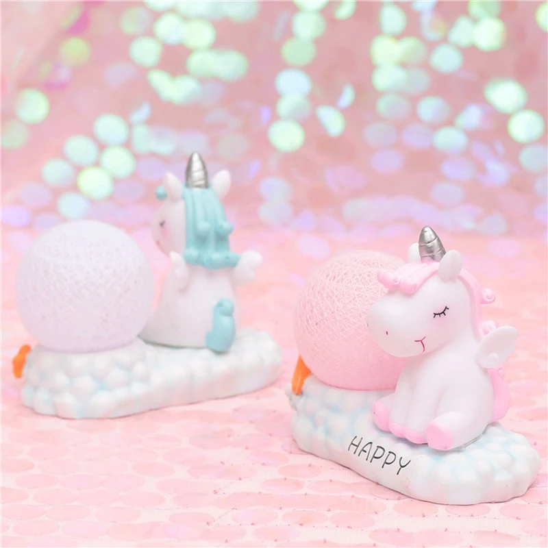 Resin Unreal Unicorn Rattan Ball Party LED Night Light Animal Kid Bedroom Decorative Lights Cartoon Nursery Toy Lamps Table Lamp (4)