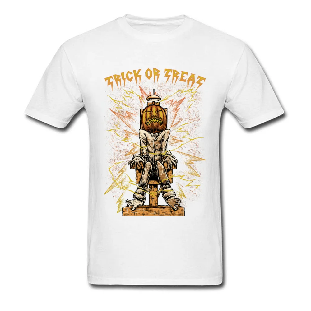 Trick or Treat T-Shirt Short Sleeve Party Latest Men's Summer Tops Shirts Party Tee Shirt O Neck 100% Cotton Fabric Trick or Treat white