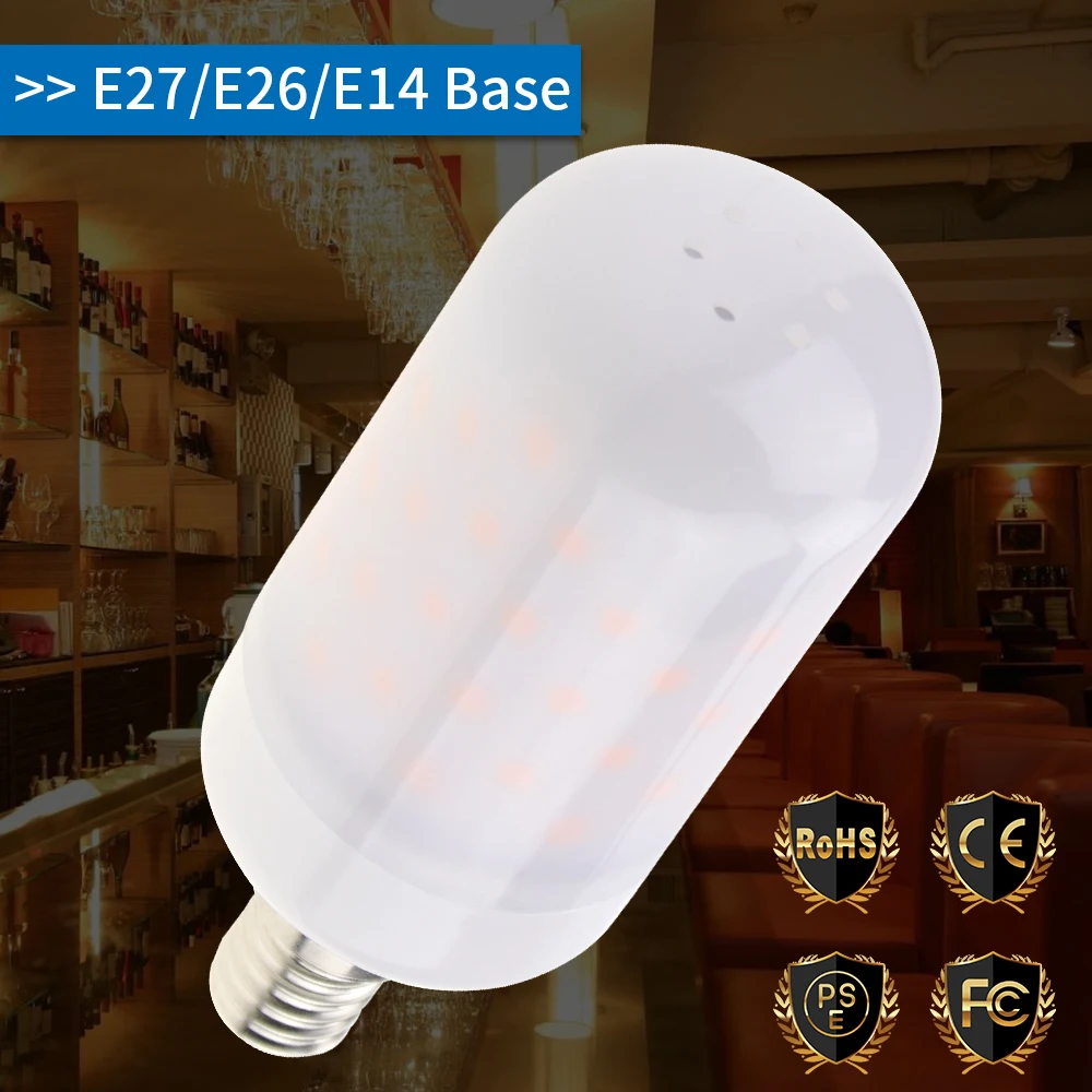 

WENNI E27 LED Flame Effect Light 3W E14 LED Fire Light Bulb 5W E26 Flame Lamp Burning LED Candle Flickering Emulation Decoration