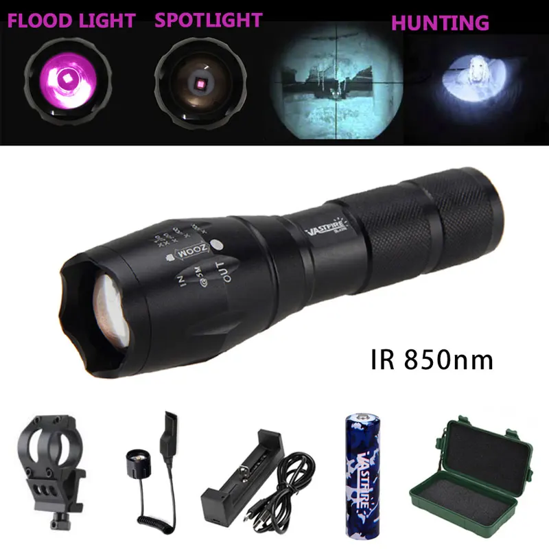 IR A100 850nm hunting Flashlight 1 Mode 5w Night Vision Infrared Zoom