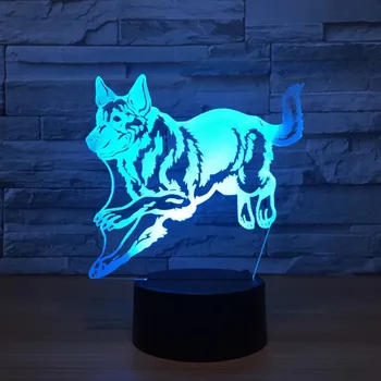 

German Shepherd Running Dog 3D Night Lamp Hologram 3D Decor Lamp Colorful Table Desk Lights Birthday Gift For Children Friends