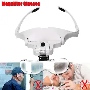

High Definition Head Glasses Magnifier Reading Magnifier With 1/1.5/2/2.5/3.5 Lenses for A4 LED Diamond Painting Light